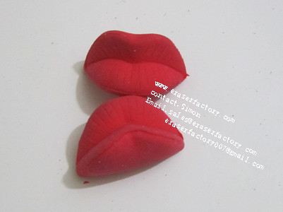 LXU8  crazy red lips erasers 