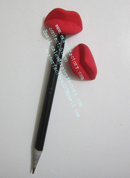  LXU8  crazy red lips novelty erasers