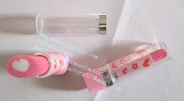 LXU17  screw thread shaped novetly lipstick erasers 